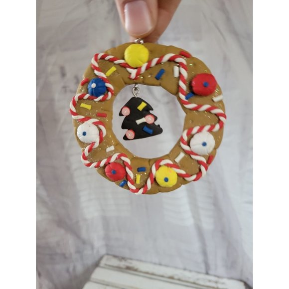 Tree wreath ornament gingerbread candy Xmas vintage - Picture 2 of 6